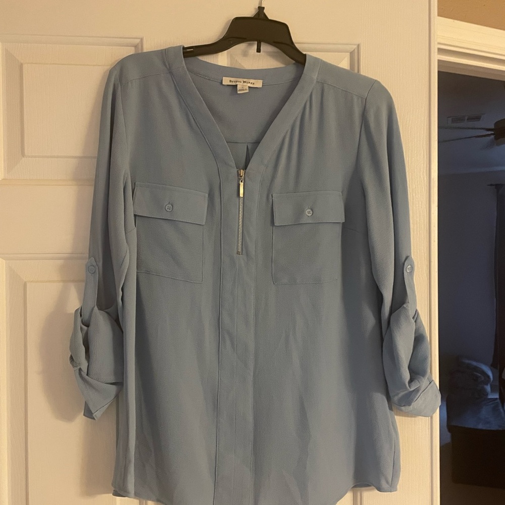 Baby blue blouse womens small